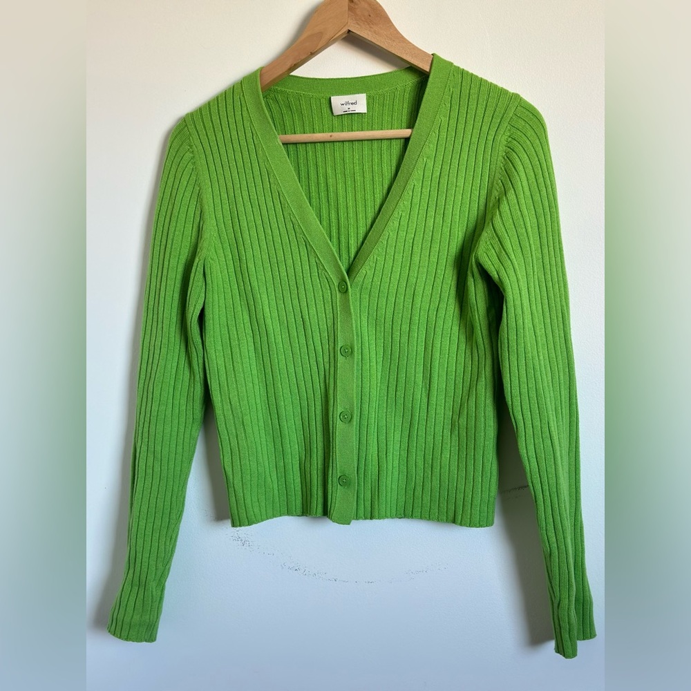 Wilfred Lime Green Knit Cardigan